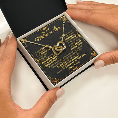 Interlocking Hearts Necklace 18K Yellow Gold Finish | 2 | Personalized To My Mother In Law Necklace From Daughter I Chose You Son Mother In Law Mothers Day Birthday Wedding Christmas Customized Gift Box Message Card | siriusteestore
