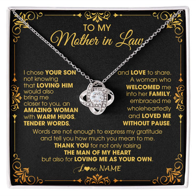 Love Knot Necklace | Personalized To My Mother In Law Necklace From Daughter I Chose You Son Mother In Law Mothers Day Birthday Wedding Christmas Customized Gift Box Message Card | siriusteestore
