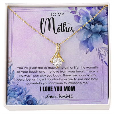 Alluring Beauty Necklace 18K Yellow Gold Finish | 1 | Personalized To My Mother Necklace From Daughter Son I Love You Mom Birthday Gifts Mothers Day Thanksgiving Jewelry Christmas Customized Gift Box Message Card | siriusteestore