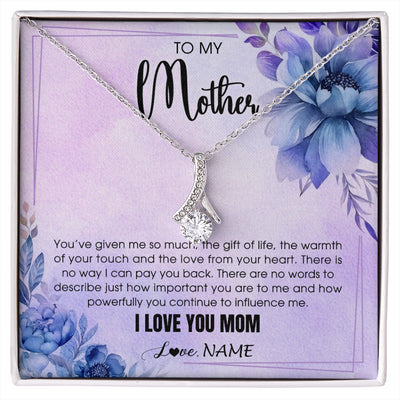 Alluring Beauty Necklace 14K White Gold Finish | 1 | Personalized To My Mother Necklace From Daughter Son I Love You Mom Birthday Gifts Mothers Day Thanksgiving Jewelry Christmas Customized Gift Box Message Card | siriusteestore