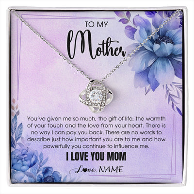 Love Knot Necklace 14K White Gold Finish | 1 | Personalized To My Mother Necklace From Daughter Son I Love You Mom Birthday Gifts Mothers Day Thanksgiving Jewelry Christmas Customized Gift Box Message Card | siriusteestore