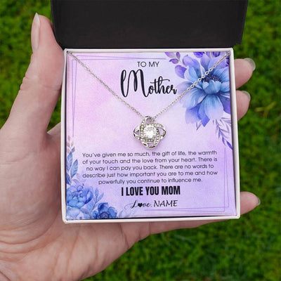Love Knot Necklace 14K White Gold Finish | 2 | Personalized To My Mother Necklace From Daughter Son I Love You Mom Birthday Gifts Mothers Day Thanksgiving Jewelry Christmas Customized Gift Box Message Card | siriusteestore