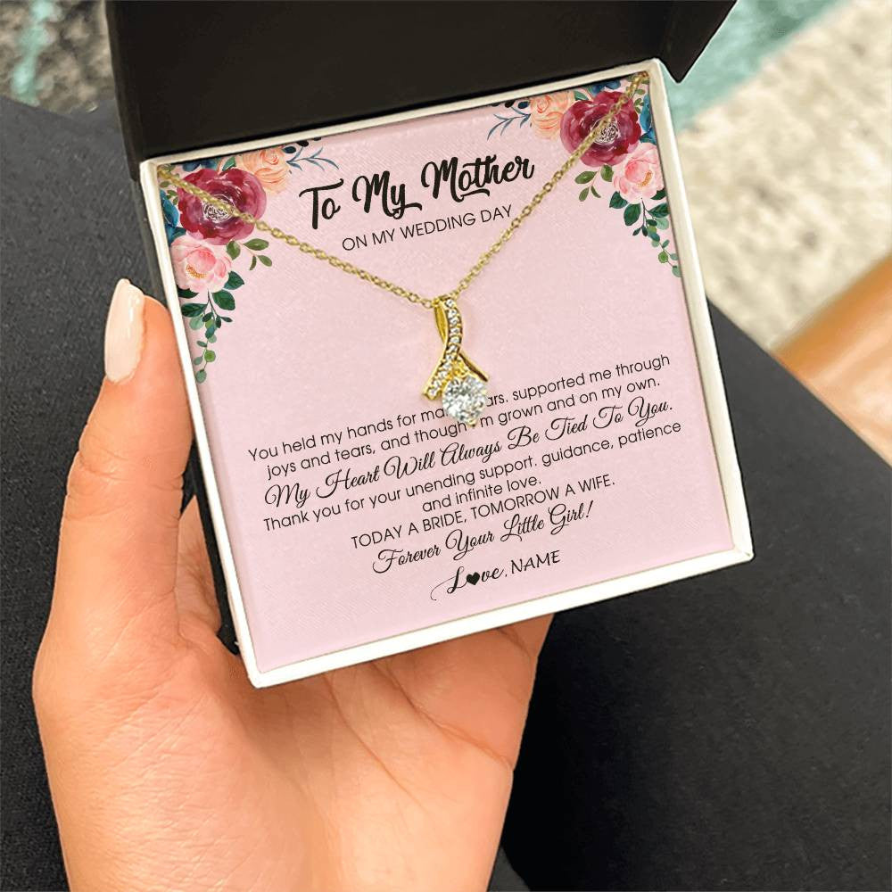 Alluring Beauty Necklace 18K Yellow Gold Finish | Personalized To My Mother Necklace from Daughter On Wedding Day for Mom Bride's Mother Customized Gift Box Message Card | siriusteestore