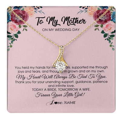 Alluring Beauty Necklace 18K Yellow Gold Finish | 1 | Personalized To My Mother Necklace from Daughter On Wedding Day for Mom Bride's Mother Customized Gift Box Message Card | siriusteestore