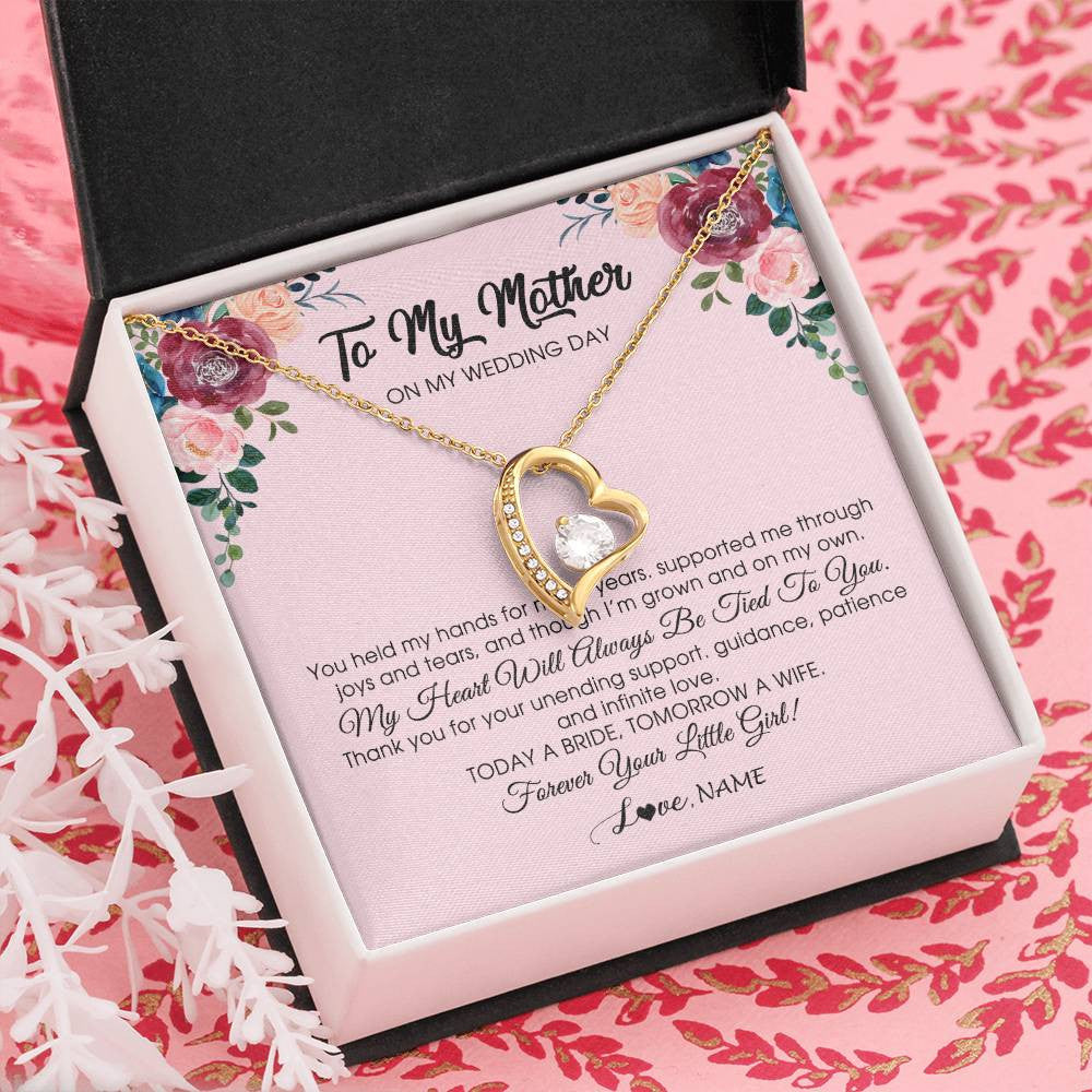 Forever Love Necklace 18K Yellow Gold Finish | Personalized To My Mother Necklace from Daughter On Wedding Day for Mom Bride's Mother Customized Gift Box Message Card | siriusteestore