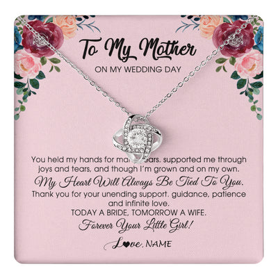 Love Knot Necklace 14K White Gold Finish | 1 | Personalized To My Mother Necklace from Daughter On Wedding Day for Mom Bride's Mother Customized Gift Box Message Card | siriusteestore