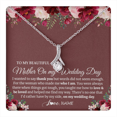 Alluring Beauty Necklace 14K White Gold Finish | 1 | Personalized To My Mother On My Wedding Day Necklace From Daughter Bride To Mom I Wanted To Say Thank You Mother Jewelry Customized Gift Box Message Card | siriusteestore