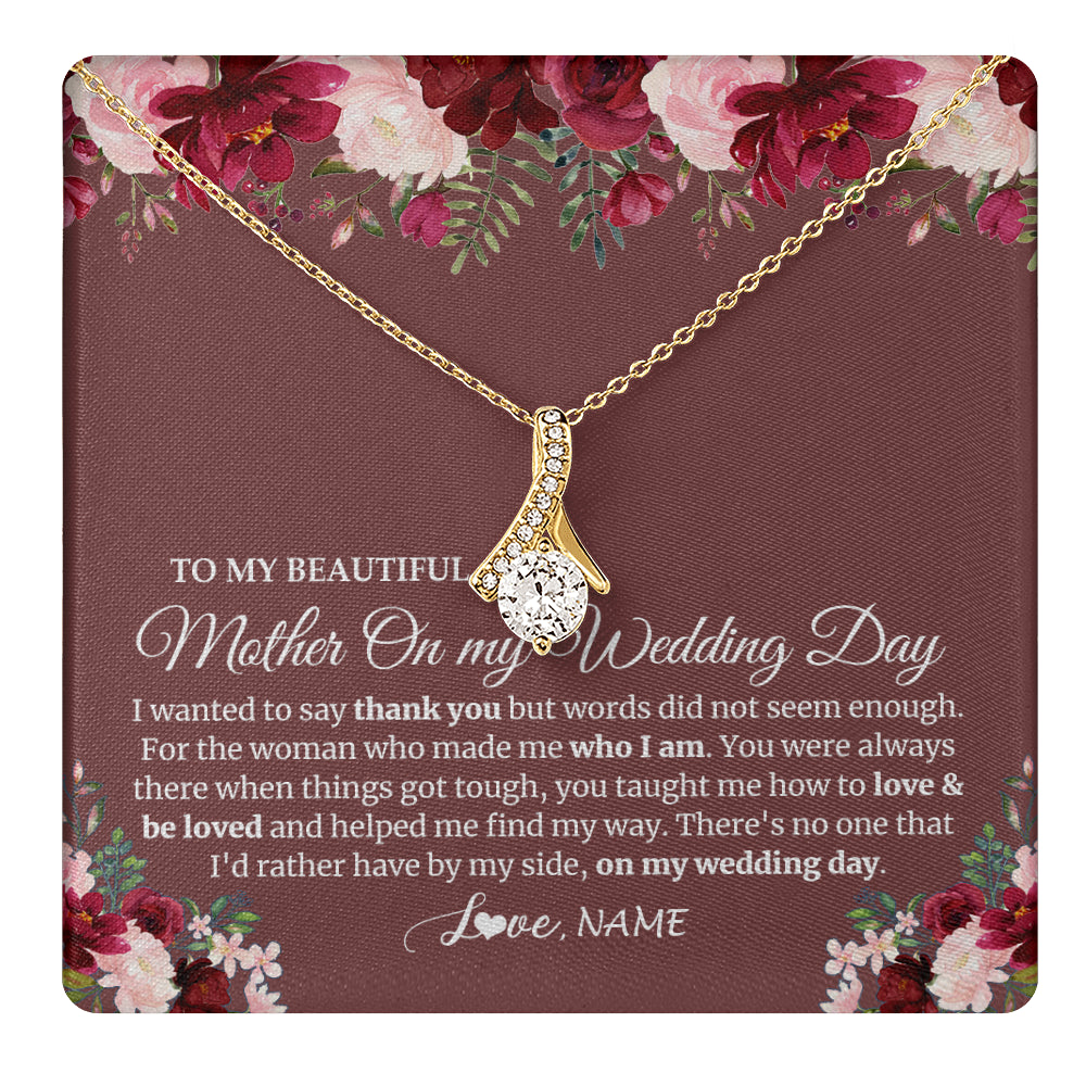 Alluring Beauty Necklace 18K Yellow Gold Finish | 1 | Personalized To My Mother On My Wedding Day Necklace From Daughter Bride To Mom I Wanted To Say Thank You Mother Jewelry Customized Gift Box Message Card | siriusteestore