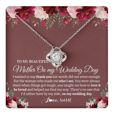 Love Knot Necklace 14K White Gold Finish | 1 | Personalized To My Mother On My Wedding Day Necklace From Daughter Bride To Mom I Wanted To Say Thank You Mother Jewelry Customized Gift Box Message Card | siriusteestore