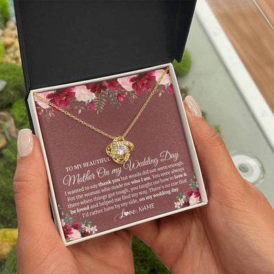 Love Knot Necklace 18K Yellow Gold Finish | 2 | Personalized To My Mother On My Wedding Day Necklace From Daughter Bride To Mom I Wanted To Say Thank You Mother Jewelry Customized Gift Box Message Card | siriusteestore