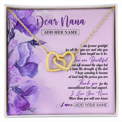 Interlocking Hearts Necklace 18K Yellow Gold Finish | 1 | Personalized To My Nana Gifts From Granddaughter Necklace Flower You Are Beautiful Gifts For Nana Mothers Day Birthday Christmas Custom Gift Box Message Card | siriusteestore.myshopify