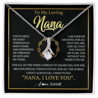Alluring Beauty Necklace 14K White Gold Finish | 1 | Personalized To My Nana Gifts Necklace From Granddaughter Grandson Grateful Thank You Nana Birthday Mothers Day Christmas Customized Gift Box Message Card | siriusteestore