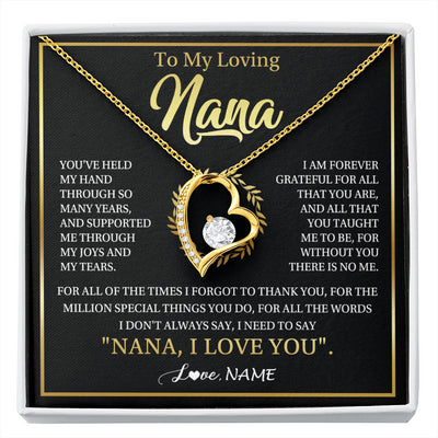 Forever Love Necklace 18K Yellow Gold Finish | 1 | Personalized To My Nana Gifts Necklace From Granddaughter Grandson Grateful Thank You Nana Birthday Mothers Day Christmas Customized Gift Box Message Card | siriusteestore