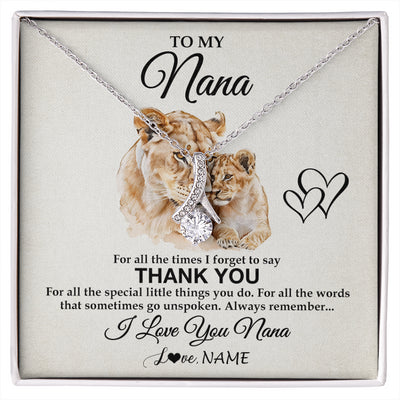 Alluring Beauty Necklace 14K White Gold Finish | 1 | Personalized To My Nana Necklace From Granddaughter Grandson Thank You Lion Nana Gift For Mothers Day Birthday Gift Christmas For Nana Gift Box Message Card | siriusteestore