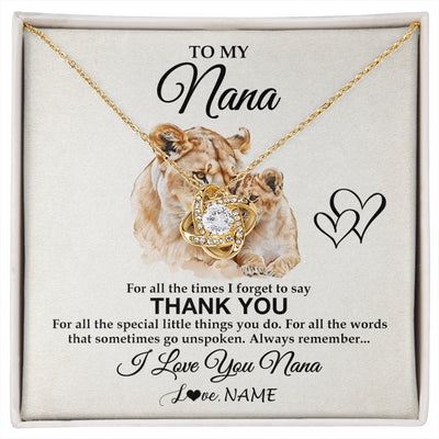 Love Knot Necklace 18K Yellow Gold Finish | 1 | Personalized To My Nana Necklace From Granddaughter Grandson Thank You Lion Nana Gift For Mothers Day Birthday Gift Christmas For Nana Gift Box Message Card | siriusteestore