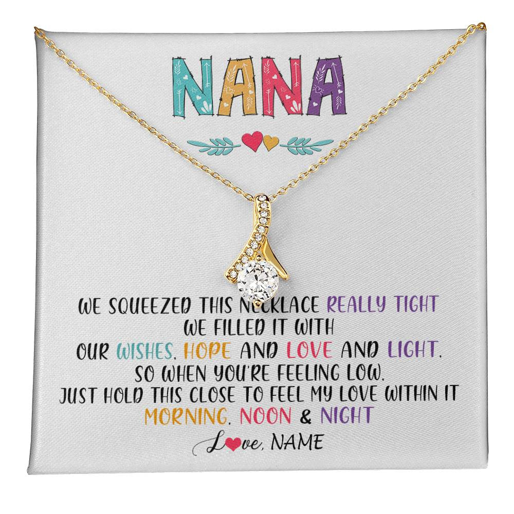 Alluring Beauty Necklace 18K Yellow Gold Finish | 1 | Personalized To My Nana Necklace From Grandkids Granddaughter We Squeezed This Necklace Nana Birthday Mothers Day Christmas Customized Gift Box Message Card | siriusteestore