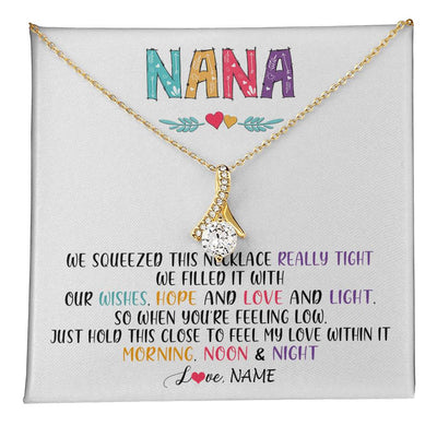Alluring Beauty Necklace 18K Yellow Gold Finish | 1 | Personalized To My Nana Necklace From Grandkids Granddaughter We Squeezed This Necklace Nana Birthday Mothers Day Christmas Customized Gift Box Message Card | siriusteestore