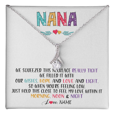 Alluring Beauty Necklace 14K White Gold Finish | 1 | Personalized To My Nana Necklace From Grandkids Granddaughter We Squeezed This Necklace Nana Birthday Mothers Day Christmas Customized Gift Box Message Card | siriusteestore
