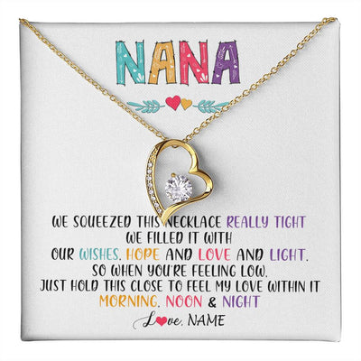 Forever Love Necklace 18K Yellow Gold Finish | 1 | Personalized To My Nana Necklace From Grandkids Granddaughter We Squeezed This Necklace Nana Birthday Mothers Day Christmas Customized Gift Box Message Card | siriusteestore