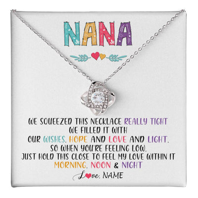 Love Knot Necklace 14K White Gold Finish | 1 | Personalized To My Nana Necklace From Grandkids Granddaughter We Squeezed This Necklace Nana Birthday Mothers Day Christmas Customized Gift Box Message Card | siriusteestore