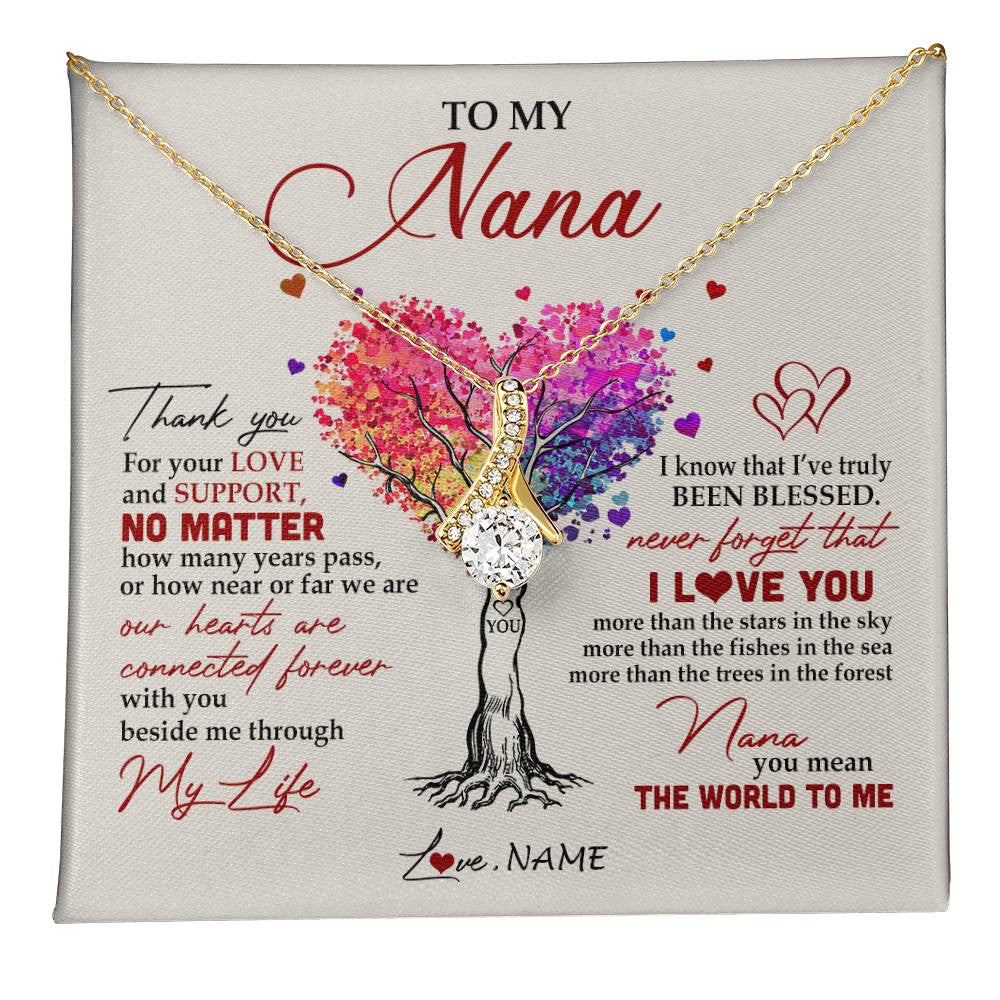 Alluring Beauty Necklace 18K Yellow Gold Finish | 1 | Personalized To My Nana Necklace From Grandkids Never Forget That I Love You You Mean The World Nana Birthday Mothers Day Christmas Customized Gift Box Message Card | siriusteestore