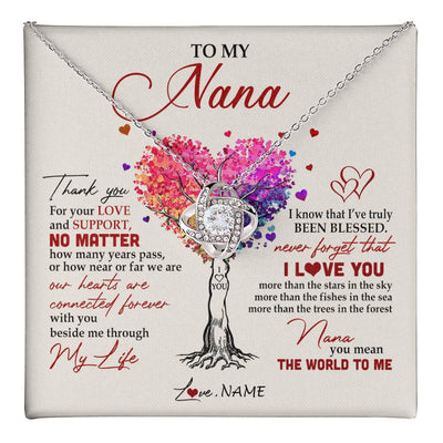 Love Knot Necklace 14K White Gold Finish | 1 | Personalized To My Nana Necklace From Grandkids Never Forget That I Love You You Mean The World Nana Birthday Mothers Day Christmas Customized Gift Box Message Card | siriusteestore