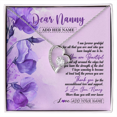 Forever Love Necklace 14K White Gold Finish | 1 | Personalized To My Nanny Gifts Necklace Flower You Are Beautiful Gifts For Nanny Mothers Day Birthday Thanksgiving Christmas Custom Gift Box Message Card | siriusteestore.myshopify