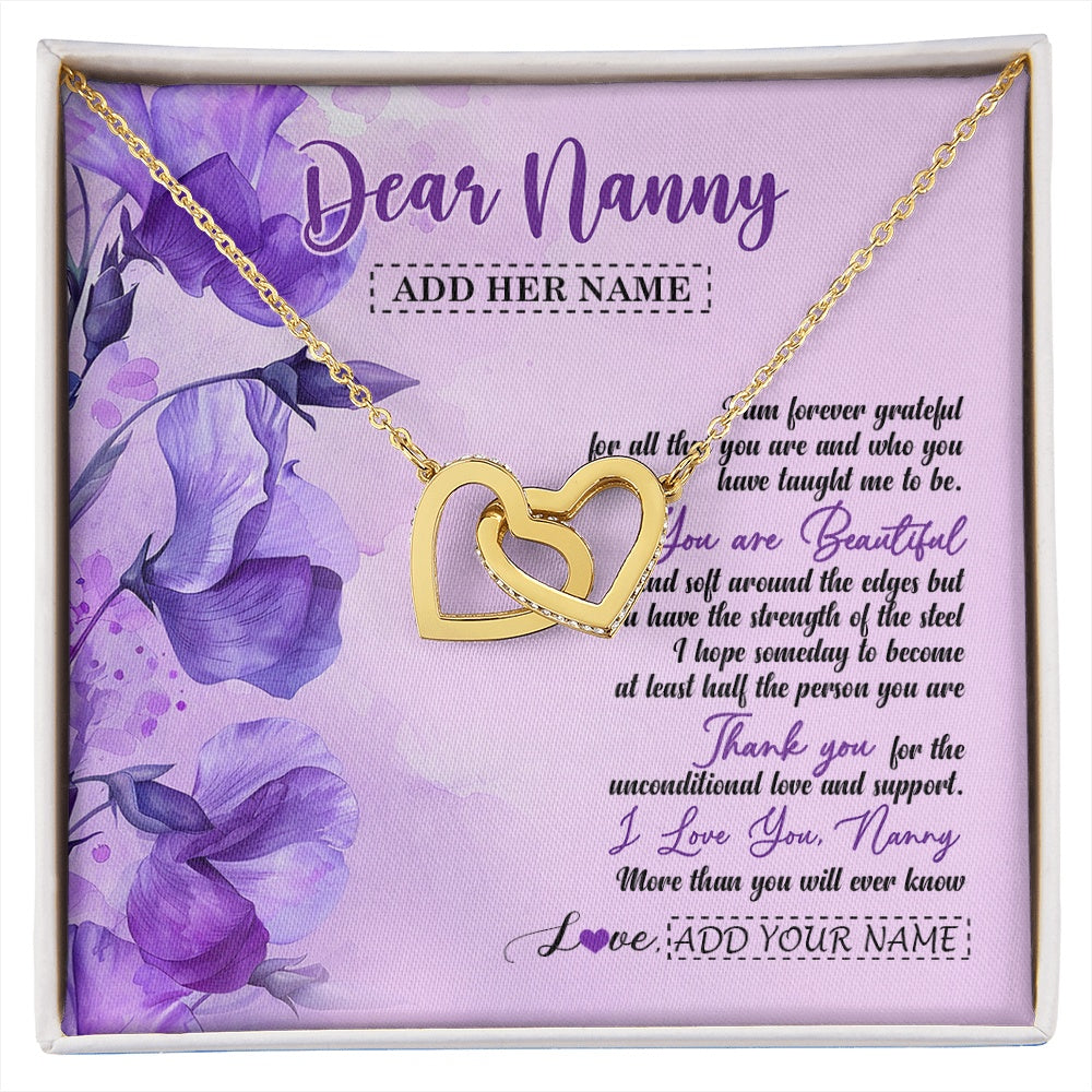 Interlocking Hearts Necklace 18K Yellow Gold Finish | 1 | Personalized To My Nanny Gifts Necklace Flower You Are Beautiful Gifts For Nanny Mothers Day Birthday Thanksgiving Christmas Custom Gift Box Message Card | siriusteestore.myshopify