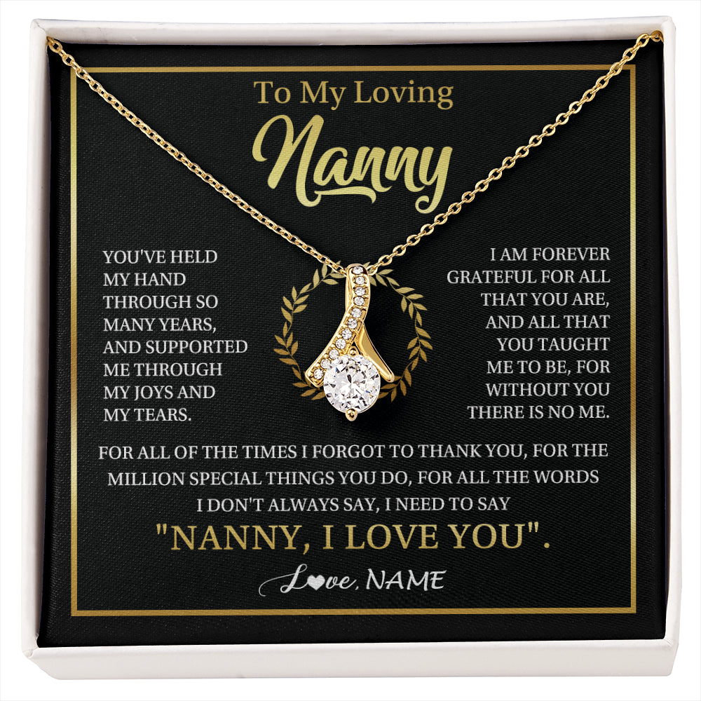 Alluring Beauty Necklace 18K Yellow Gold Finish | 1 | Personalized To My Nanny Gifts Necklace From Granddaughter Grandkids Grateful Thank You Nanny Birthday Mothers Day Christmas Customized Gift Box Message Card | siriusteestore