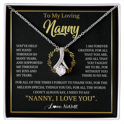 Alluring Beauty Necklace 14K White Gold Finish | 1 | Personalized To My Nanny Gifts Necklace From Granddaughter Grandkids Grateful Thank You Nanny Birthday Mothers Day Christmas Customized Gift Box Message Card | siriusteestore