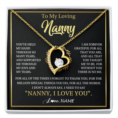 Forever Love Necklace 18K Yellow Gold Finish | 1 | Personalized To My Nanny Gifts Necklace From Granddaughter Grandkids Grateful Thank You Nanny Birthday Mothers Day Christmas Customized Gift Box Message Card | siriusteestore