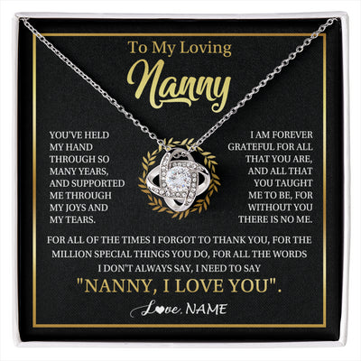 Love Knot Necklace 14K White Gold Finish | 1 | Personalized To My Nanny Gifts Necklace From Granddaughter Grandkids Grateful Thank You Nanny Birthday Mothers Day Christmas Customized Gift Box Message Card | siriusteestore
