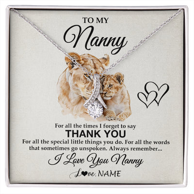 Alluring Beauty Necklace 14K White Gold Finish | 1 | Personalized To My Nanny Necklace From Granddaughter Thank You Lion Nanny Gift For Mothers Day Birthday Gift Christmas For Nanny Gift Box Message Card | siriusteestore