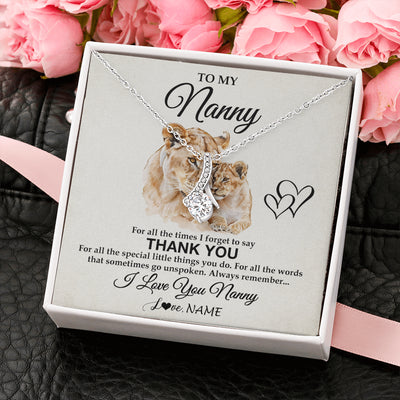 Alluring Beauty Necklace 14K White Gold Finish | 2 | Personalized To My Nanny Necklace From Granddaughter Thank You Lion Nanny Gift For Mothers Day Birthday Gift Christmas For Nanny Gift Box Message Card | siriusteestore
