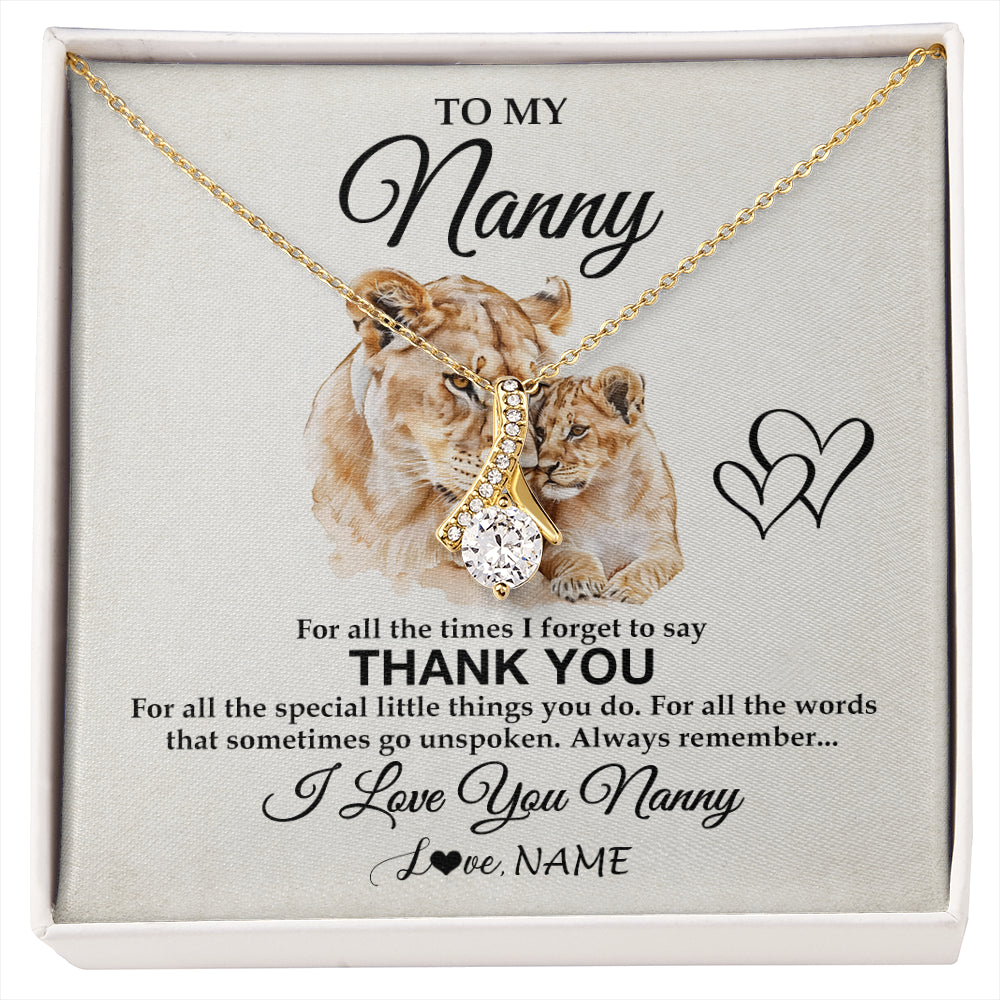 Alluring Beauty Necklace 18K Yellow Gold Finish | 1 | Personalized To My Nanny Necklace From Granddaughter Thank You Lion Nanny Gift For Mothers Day Birthday Gift Christmas For Nanny Gift Box Message Card | siriusteestore