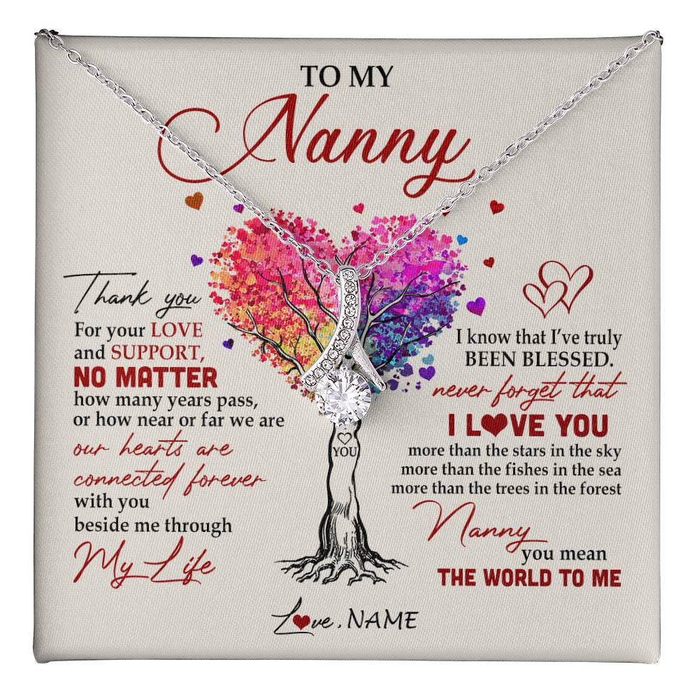 Alluring Beauty Necklace 14K White Gold Finish | 1 | Personalized To My Nanny Necklace From Kids Never Forget That I Love You You Mean The World Nanny Birthday Mothers Day Christmas Customized Gift Box Message Card | siriusteestore