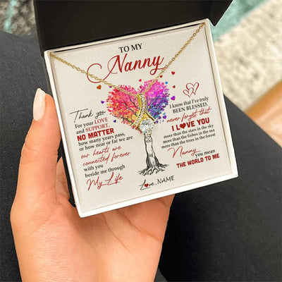 Alluring Beauty Necklace 18K Yellow Gold Finish | 2 | Personalized To My Nanny Necklace From Kids Never Forget That I Love You You Mean The World Nanny Birthday Mothers Day Christmas Customized Gift Box Message Card | siriusteestore