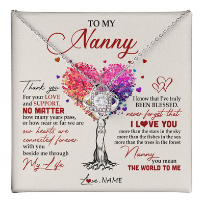 Love Knot Necklace 14K White Gold Finish | 1 | Personalized To My Nanny Necklace From Kids Never Forget That I Love You You Mean The World Nanny Birthday Mothers Day Christmas Customized Gift Box Message Card | siriusteestore