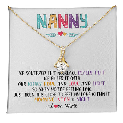 Alluring Beauty Necklace 18K Yellow Gold Finish | 1 | Personalized To My Nanny Necklace From Kids We Squeezed This Necklace Nanny Birthday Mothers Day Christmas Jewelry Pendant Customized Gift Box Message Card | siriusteestore