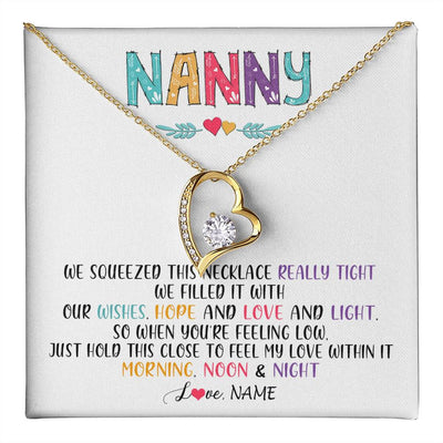 Forever Love Necklace 18K Yellow Gold Finish | 1 | Personalized To My Nanny Necklace From Kids We Squeezed This Necklace Nanny Birthday Mothers Day Christmas Jewelry Pendant Customized Gift Box Message Card | siriusteestore