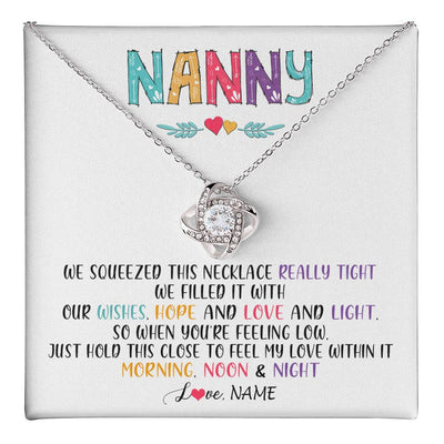 Love Knot Necklace 14K White Gold Finish | 1 | Personalized To My Nanny Necklace From Kids We Squeezed This Necklace Nanny Birthday Mothers Day Christmas Jewelry Pendant Customized Gift Box Message Card | siriusteestore