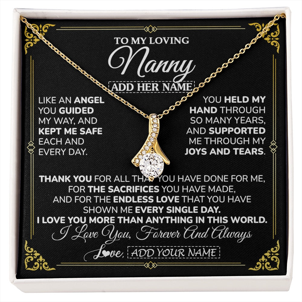 Alluring Beauty Necklace 18K Yellow Gold Finish | 1 | Personalized To My Nanny Necklace Gifts Meaningful Gift To Nanny From Granddaughter Without You There Is No Me Mothers Day Birthday Gift Box Message Card | https://siriusteestore.