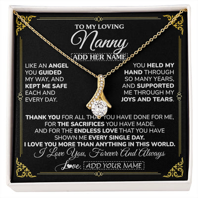 Alluring Beauty Necklace 18K Yellow Gold Finish | 1 | Personalized To My Nanny Necklace Gifts Meaningful Gift To Nanny From Granddaughter Without You There Is No Me Mothers Day Birthday Gift Box Message Card | https://siriusteestore.