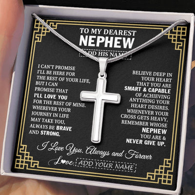 Stainless Cross Necklace Stainless Steel | 2 | Personalized To My Nephew Gifts From Aunt Uncle Cross Necklace Never Give Up Inspirational Gift Nephew Birthday Graduation Christmas Gift Box Message Card | https://siriusteestore.