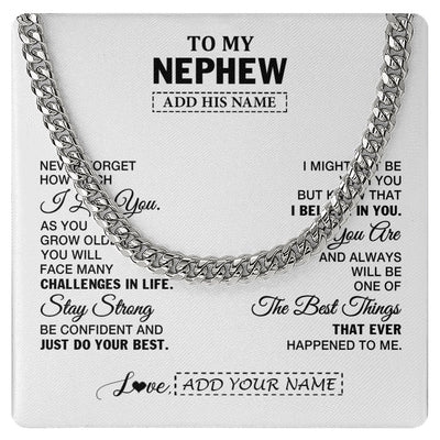 Cuban Link Chain Necklace Stainless Steel | 1 | Personalized To My Nephew Gifts From Aunt Uncle Necklace I Love You Thoughtful Keepsake Gift Nephew Birthday Graduation Christmas Custom Gift Box Message Card | https://siriusteestore.