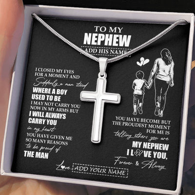 Stainless Cross Necklace Stainless Steel | 2 | Personalized To My Nephew Gifts Necklace From Aunt Auntie I Closed My Eyes For A Moment Nephew Birthday Graduation Christmas Customized Gift Box Message Card | siriusteestore.myshopify