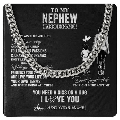Cuban Link Chain Necklace Stainless Steel | 1 | Personalized To My Nephew Gifts Necklace From Aunt Auntie My Only Wish For You Nephew Birthday Gifts Graduation Christmas Customized Gift Box Message Card | siriusteestore.myshopify