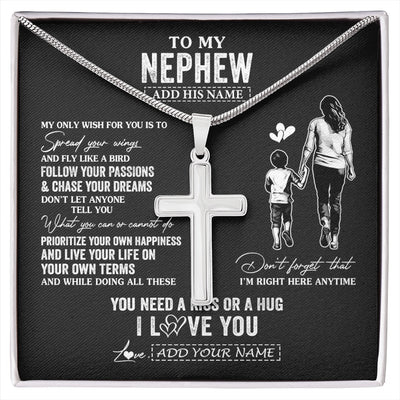Stainless Cross Necklace Stainless Steel | 1 | Personalized To My Nephew Gifts Necklace From Aunt Auntie My Only Wish For You Nephew Birthday Gifts Graduation Christmas Customized Gift Box Message Card | siriusteestore.myshopify