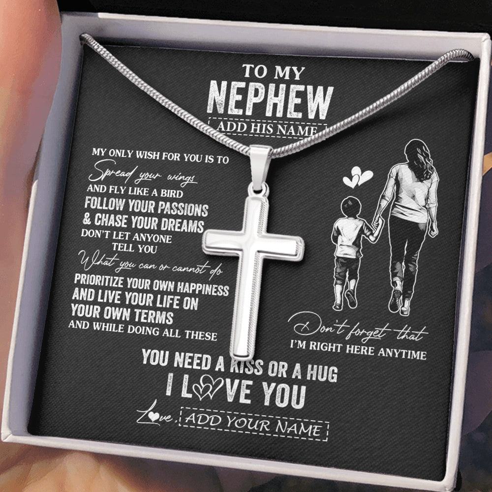 Stainless Cross Necklace Stainless Steel | 2 | Personalized To My Nephew Gifts Necklace From Aunt Auntie My Only Wish For You Nephew Birthday Gifts Graduation Christmas Customized Gift Box Message Card | siriusteestore.myshopify