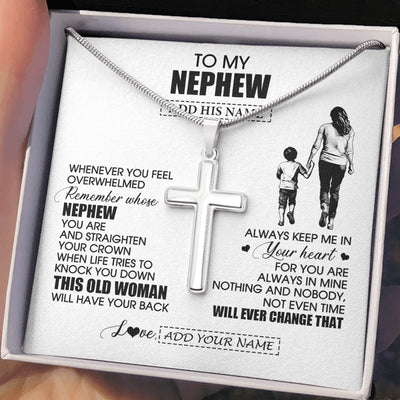 Stainless Cross Necklace Stainless Steel | 2 | Personalized To My Nephew Gifts Necklace From Aunt Auntie Whenever Woman Unique Birthday Gifts For Nephew Graduation Christmas Custom Gift Box Message Card | siriusteestore.myshopify